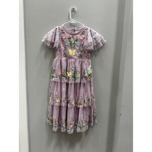 Mini Boden Tulle Embroidered Party Dress Butterfly Purple 8/9